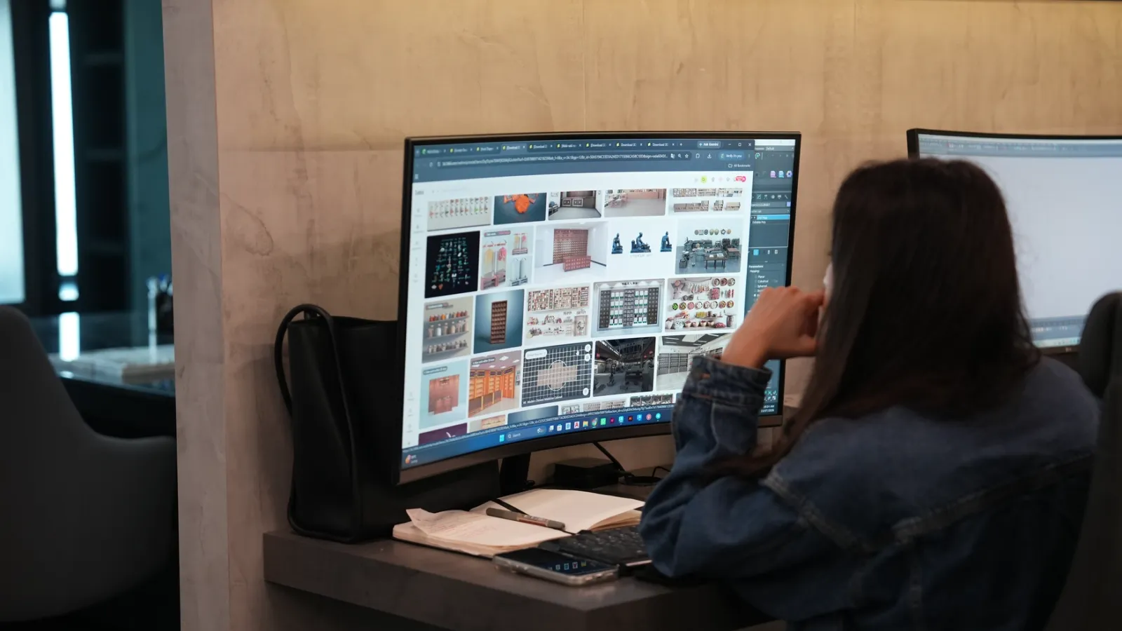 Interior designer developing a material board